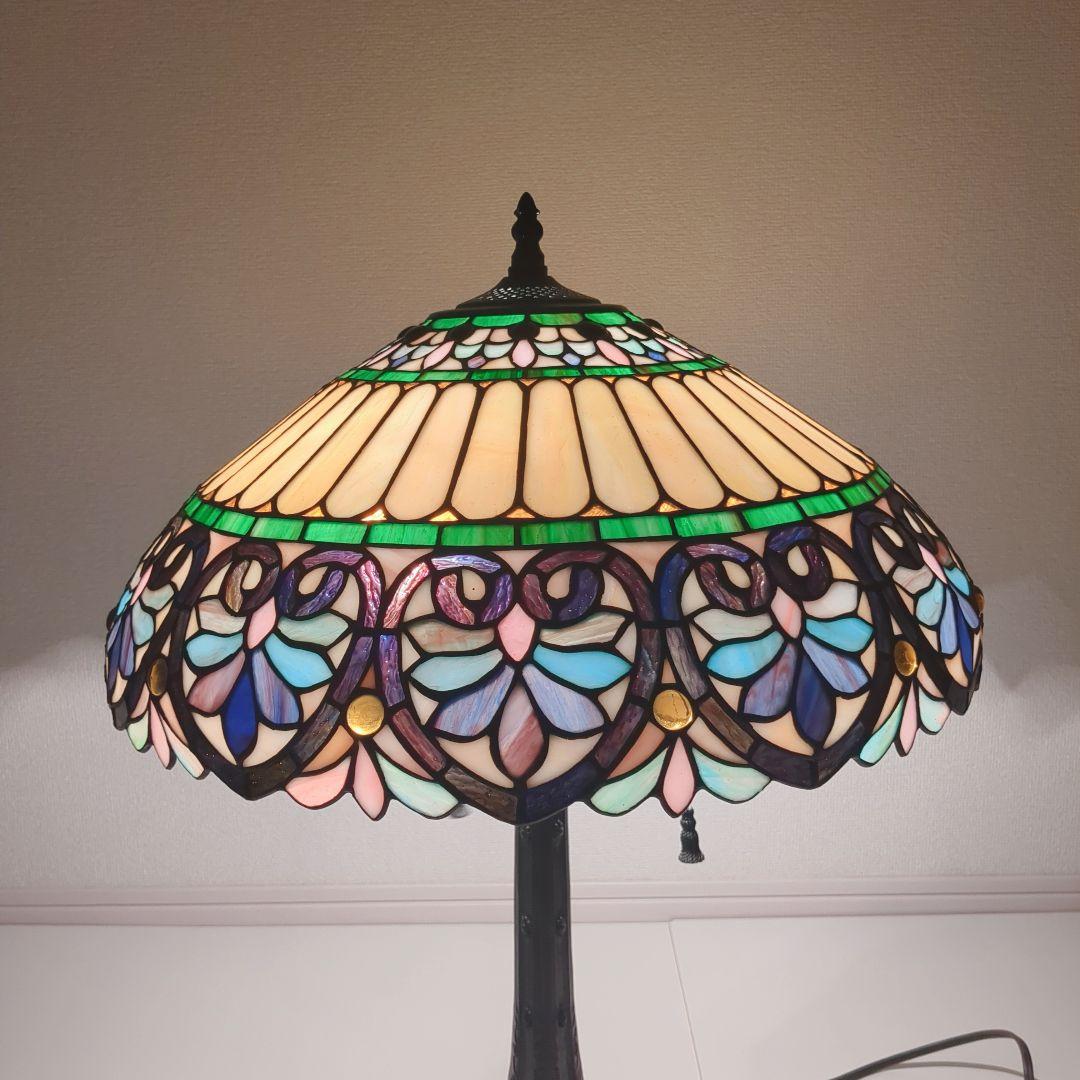 【希少】アンティーク　ヴィンテージ　ステンドグラスランプ 照明　2灯