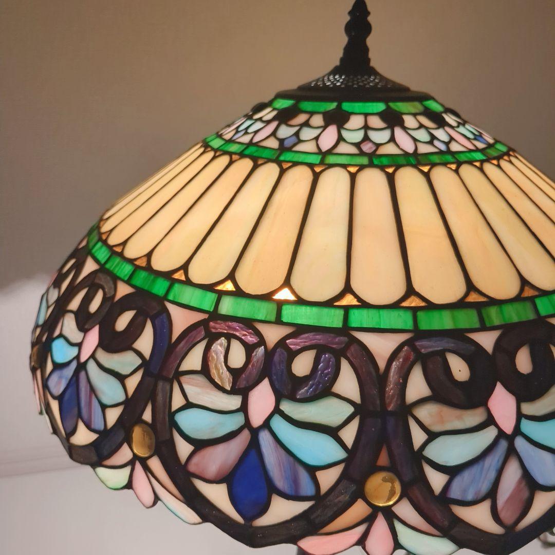 【希少】アンティーク　ヴィンテージ　ステンドグラスランプ 照明　2灯