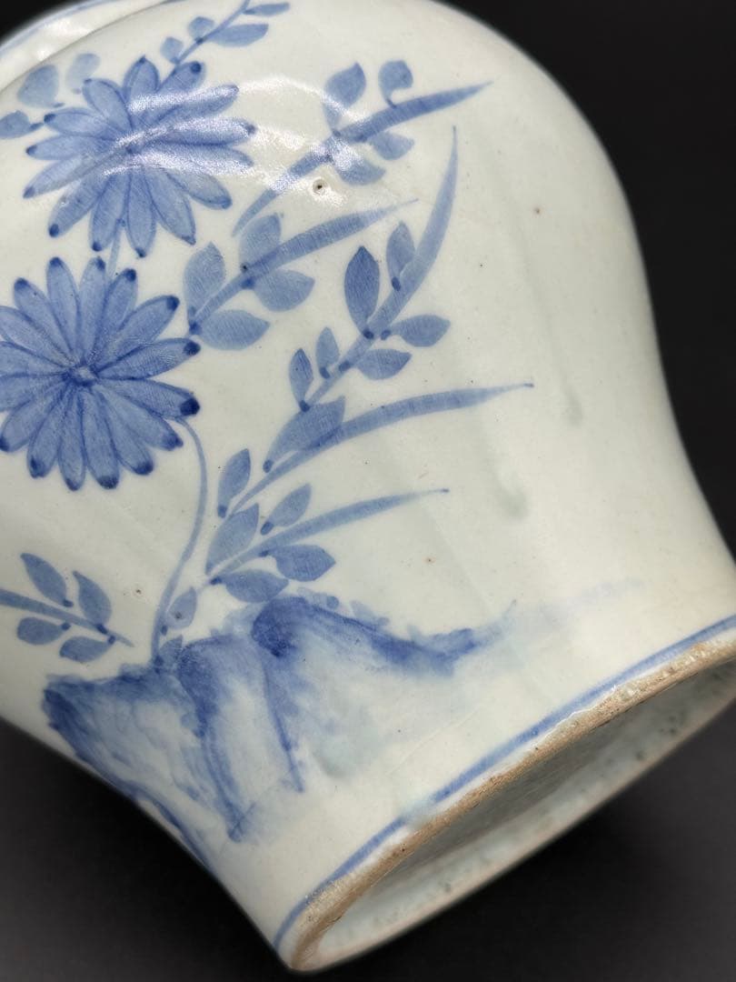 韓国　染付　壺　花瓶　時代物　工芸