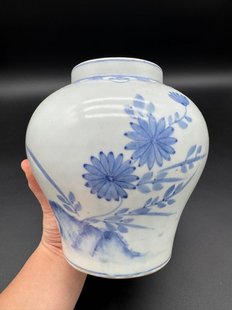 韓国　染付　壺　花瓶　時代物　工芸