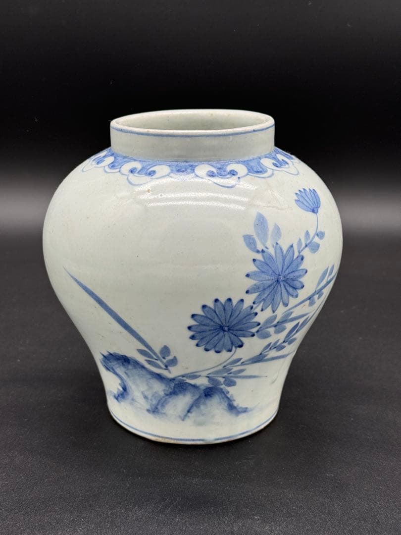 韓国　染付　壺　花瓶　時代物　工芸