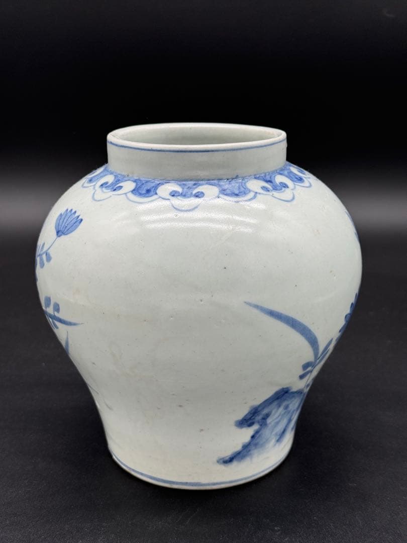 韓国　染付　壺　花瓶　時代物　工芸