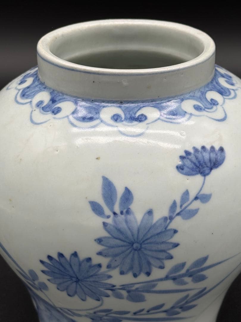 韓国　染付　壺　花瓶　時代物　工芸