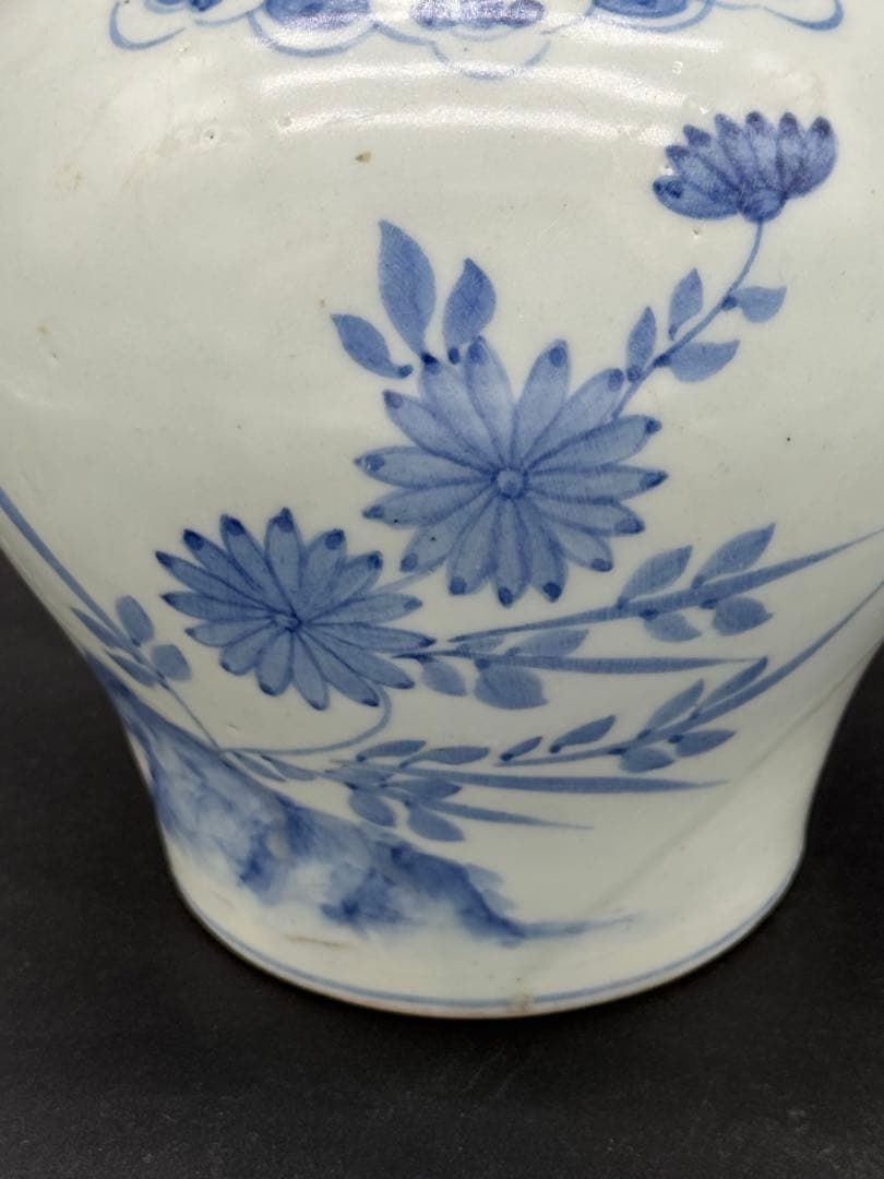 韓国　染付　壺　花瓶　時代物　工芸