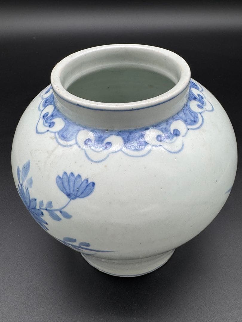 韓国　染付　壺　花瓶　時代物　工芸