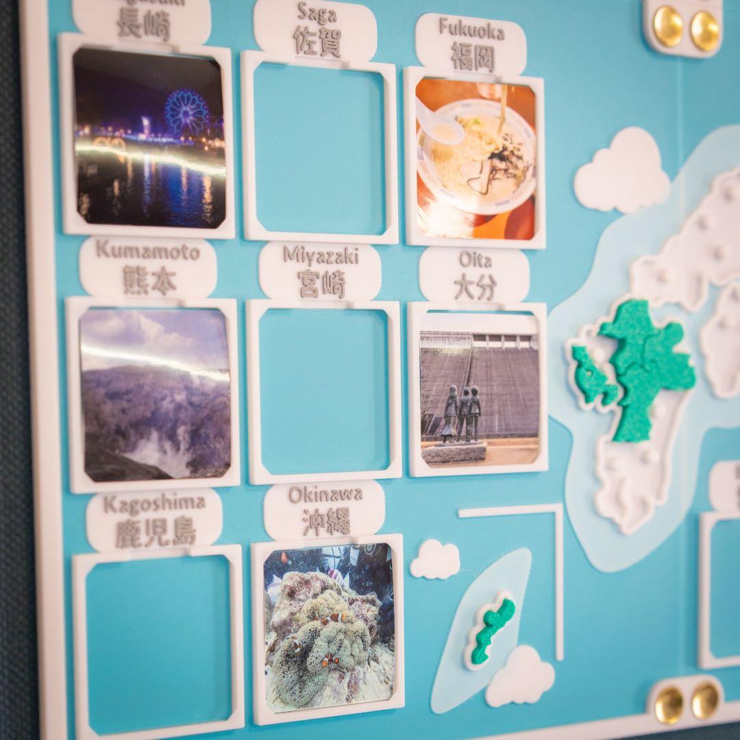 人生の実績解除パズル 日本地図 パズル 写真 フォトフレーム　空色