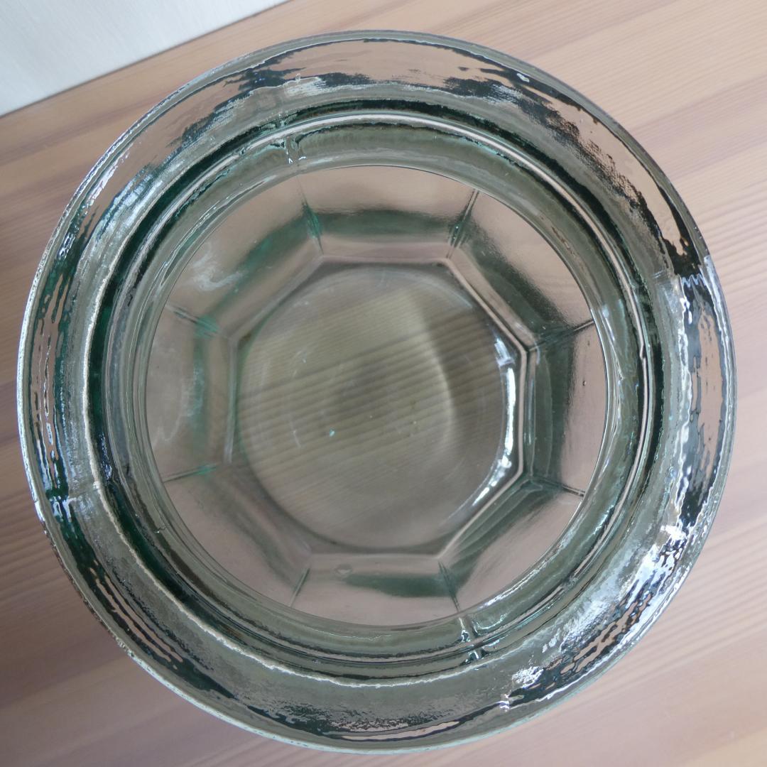 ガラス瓶　アンティーク　緑　八角形　蓋なし　約1.4kg　美品
