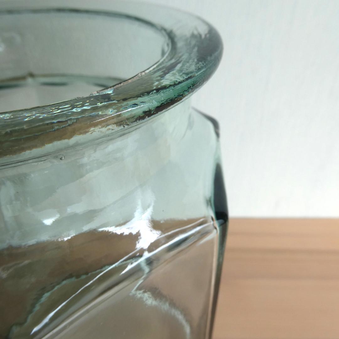 ガラス瓶　アンティーク　緑　八角形　蓋なし　約1.4kg　美品