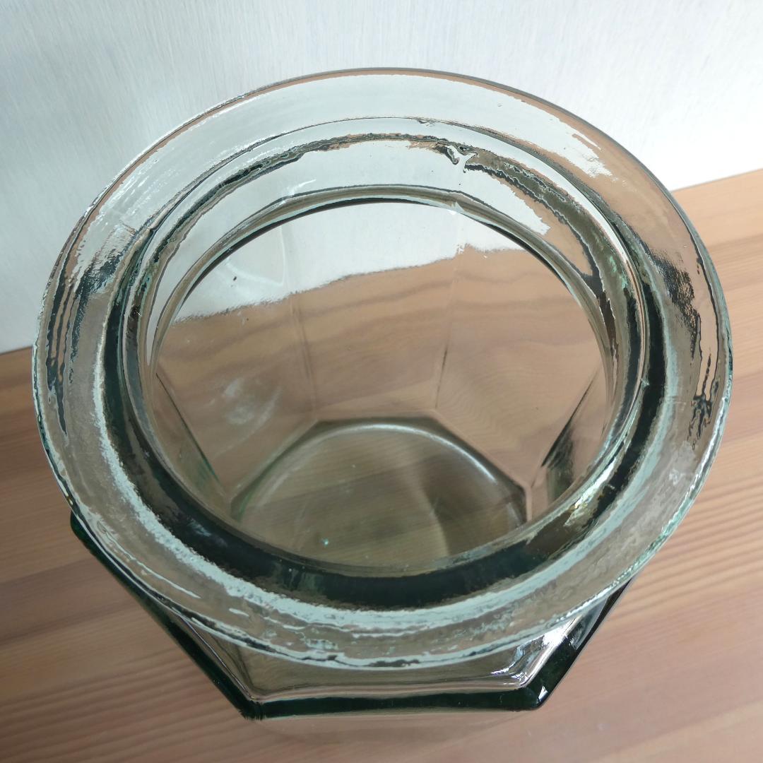 ガラス瓶　アンティーク　緑　八角形　蓋なし　約1.4kg　美品
