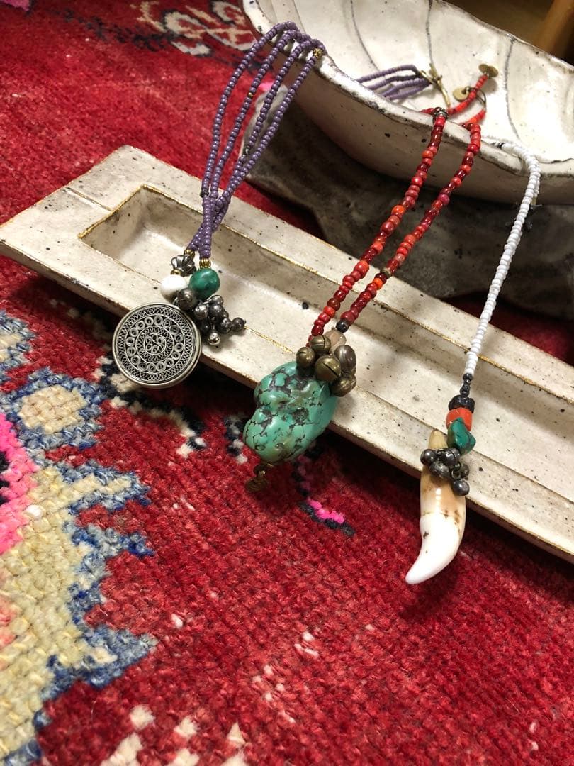 juju チベタンターコイズ+牙ネックレス