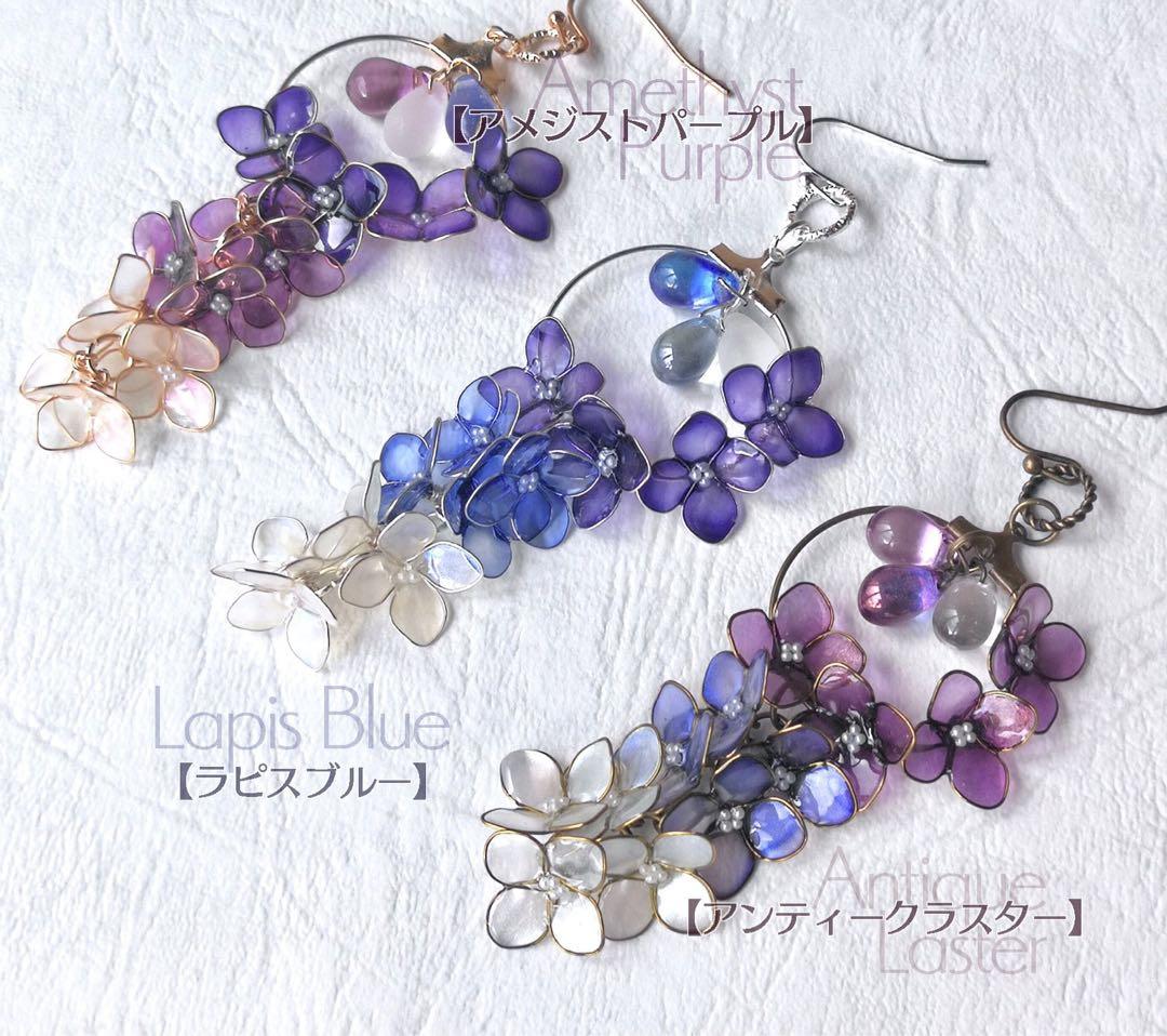 うつろいカラー紫陽花ピアス　新品