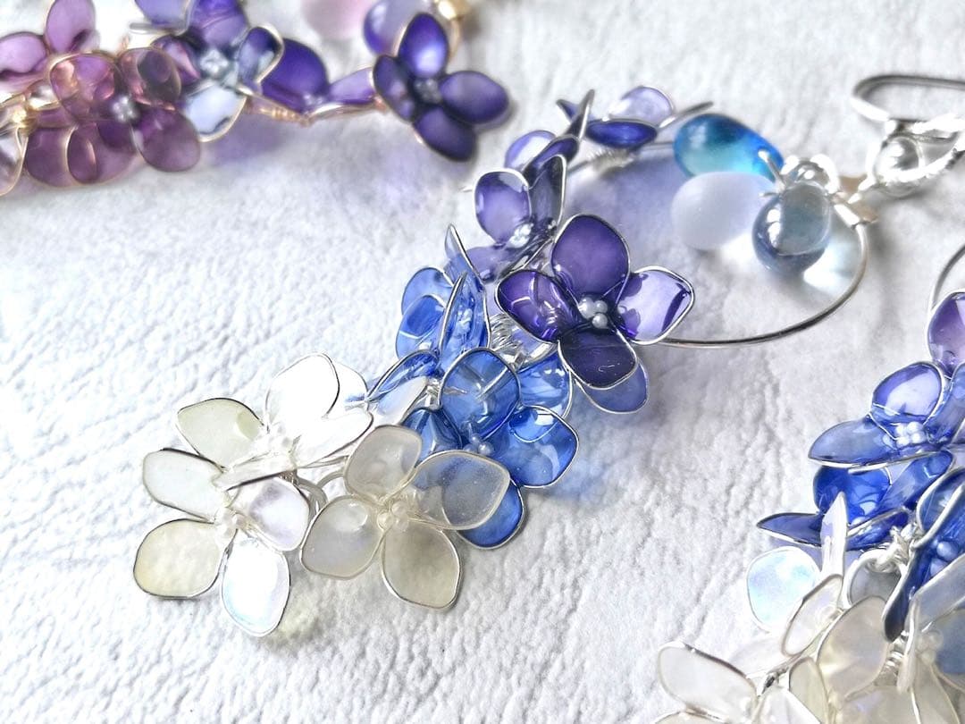 うつろいカラー紫陽花ピアス　新品