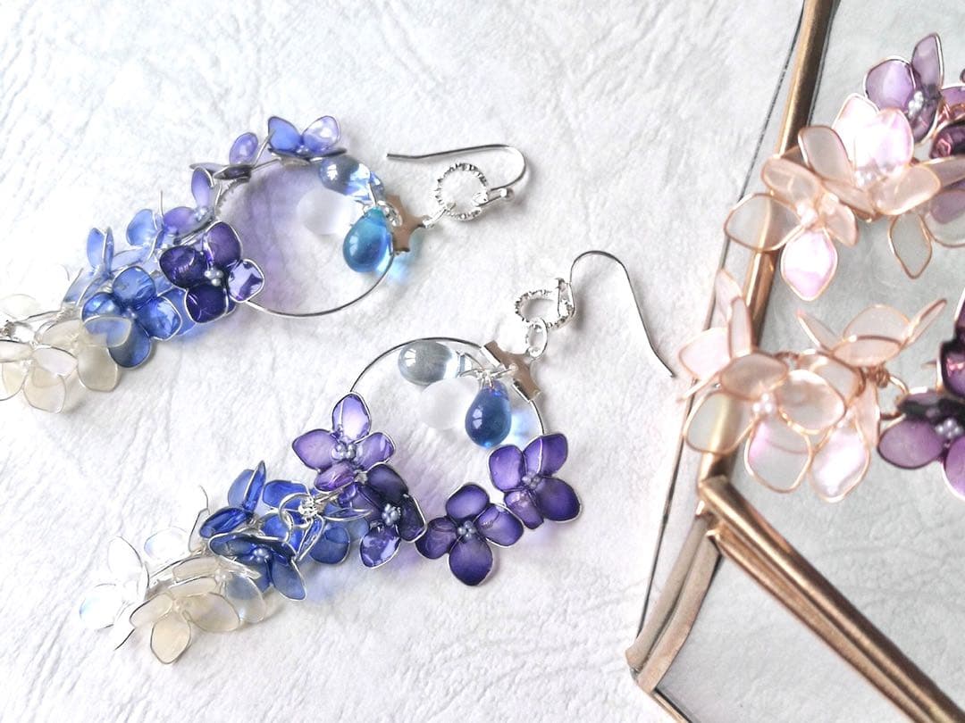 うつろいカラー紫陽花ピアス　新品