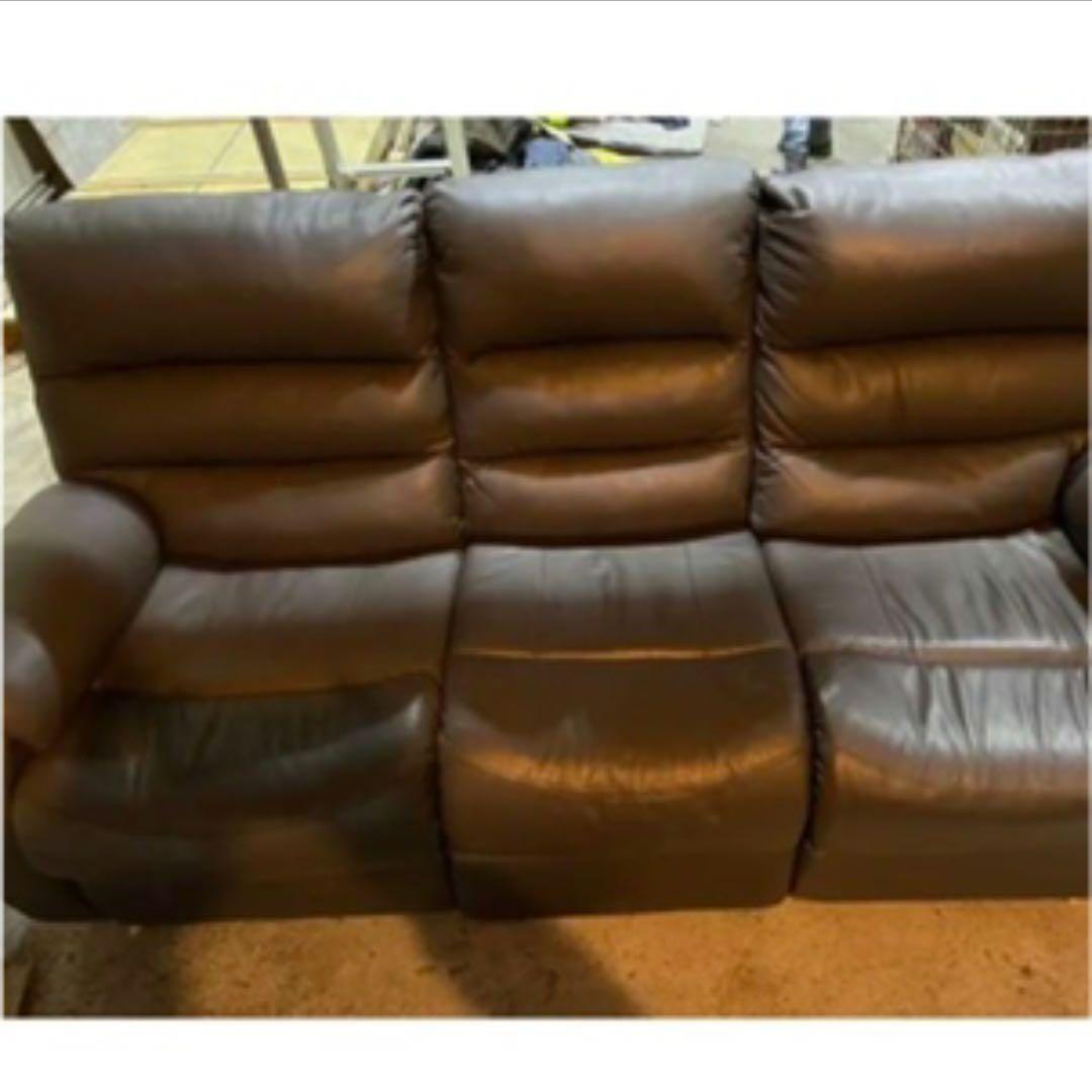 3人用電動本革テーブル付きリクライニングソファ(Nビリーバ2 本革BK)