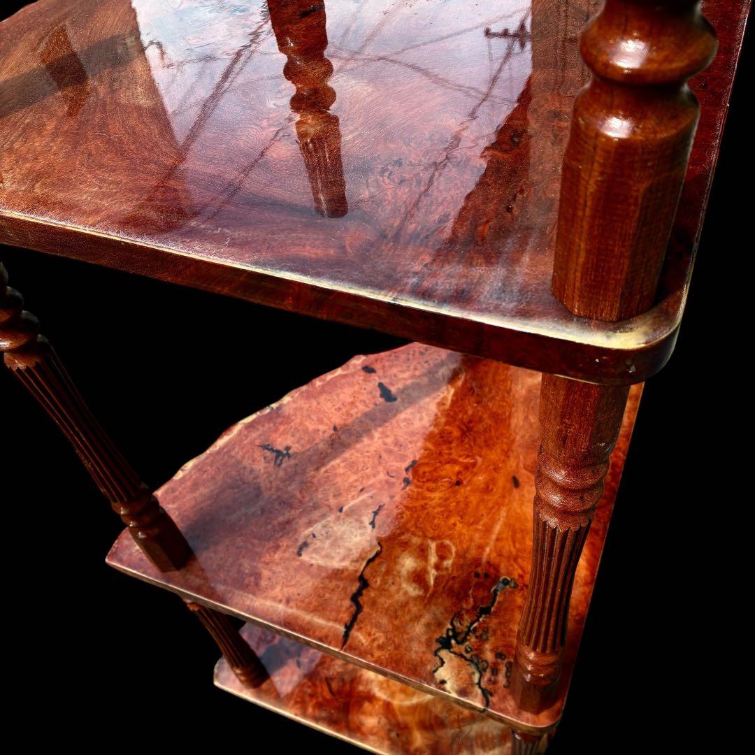 希少 本花梨 飾り棚 無垢 一枚板 天然木 シェルフ 電話台 収納ラック モダン