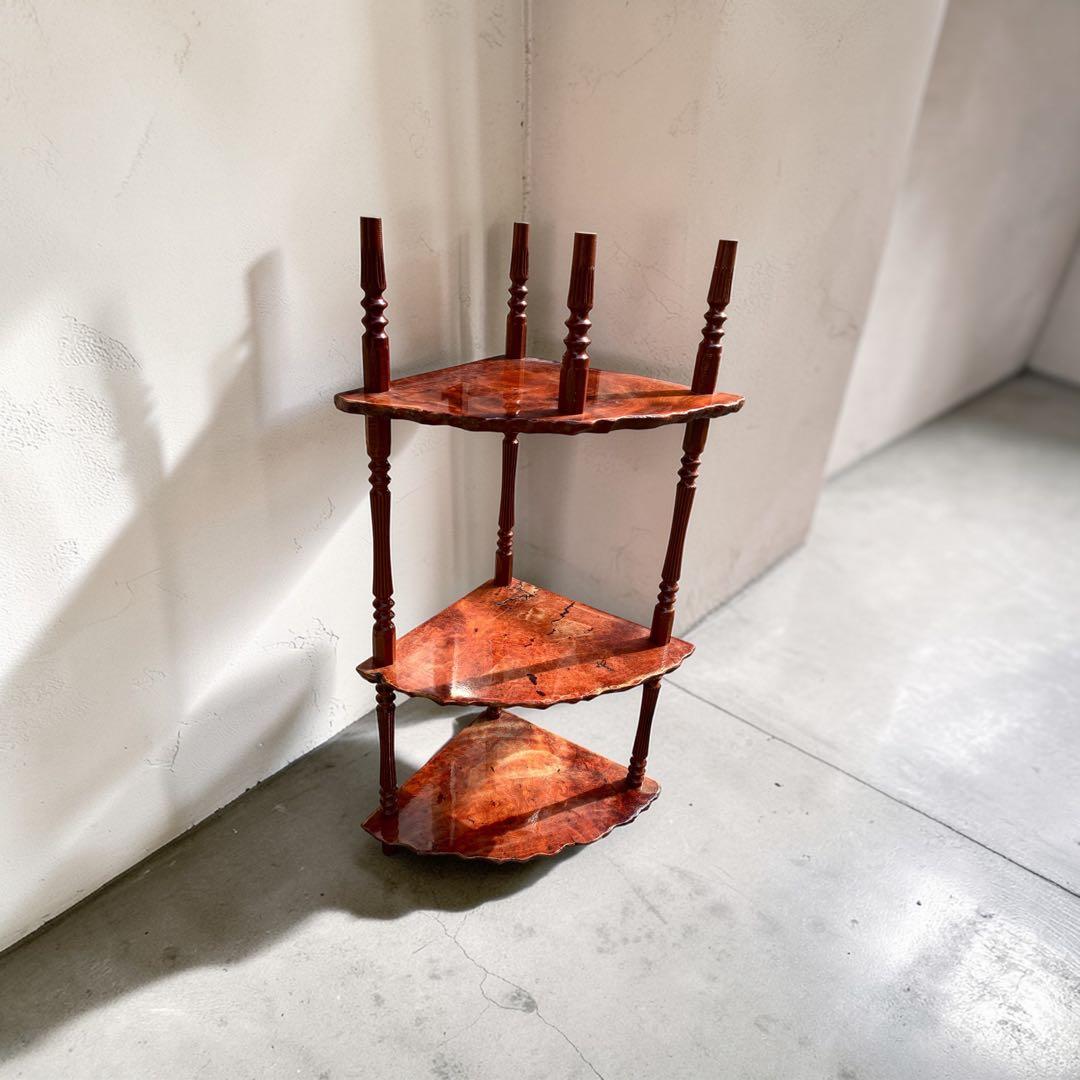 希少 本花梨 飾り棚 無垢 一枚板 天然木 シェルフ 電話台 収納ラック モダン