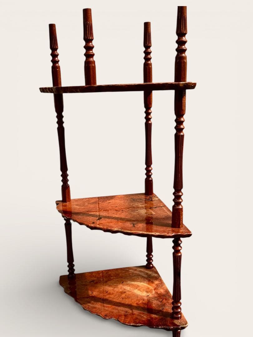 希少 本花梨 飾り棚 無垢 一枚板 天然木 シェルフ 電話台 収納ラック モダン