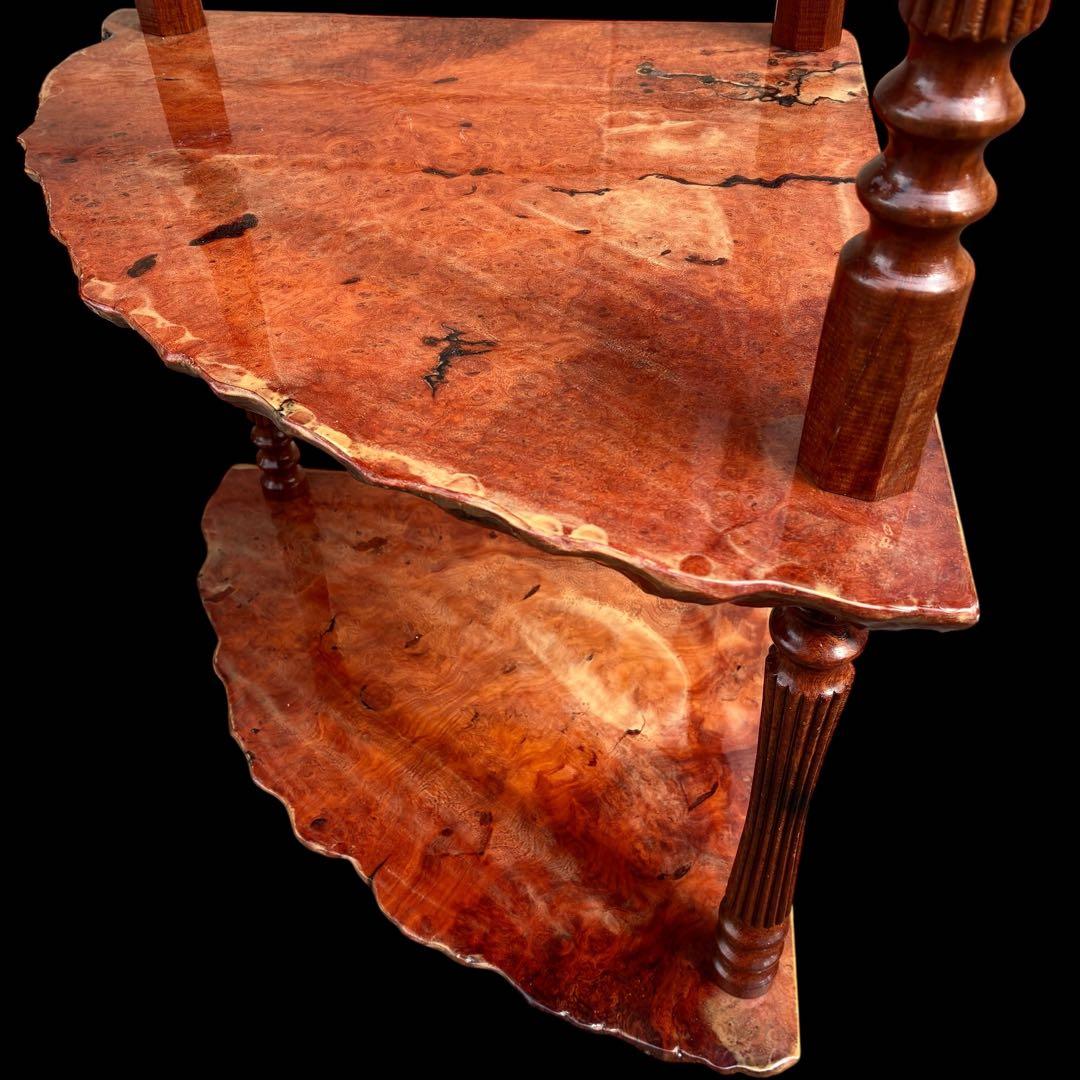 希少 本花梨 飾り棚 無垢 一枚板 天然木 シェルフ 電話台 収納ラック モダン