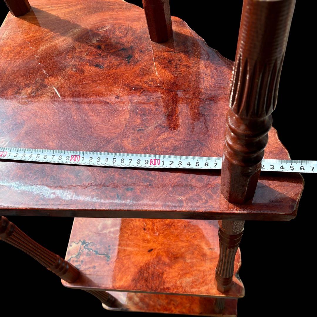 希少 本花梨 飾り棚 無垢 一枚板 天然木 シェルフ 電話台 収納ラック モダン