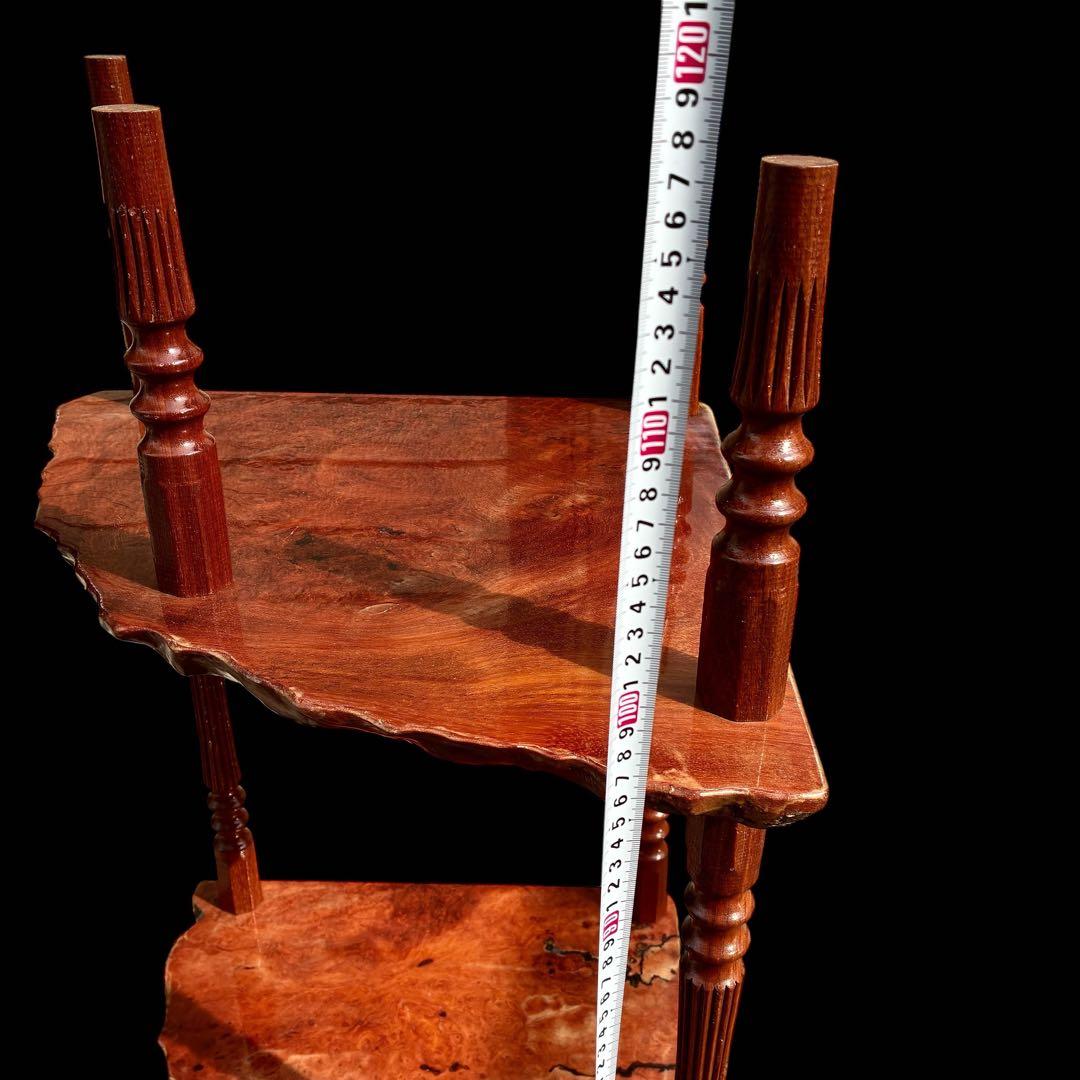 希少 本花梨 飾り棚 無垢 一枚板 天然木 シェルフ 電話台 収納ラック モダン