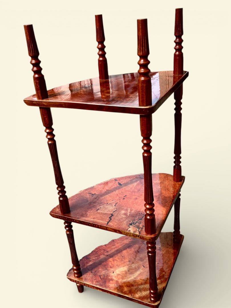 希少 本花梨 飾り棚 無垢 一枚板 天然木 シェルフ 電話台 収納ラック モダン