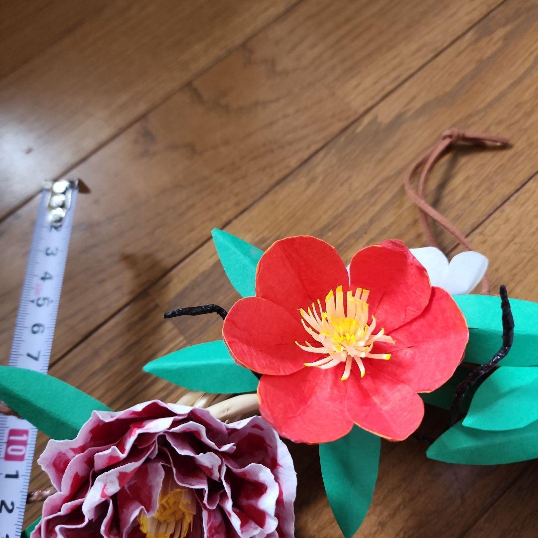 カラフルな紙製柘榴花リース 約25cm