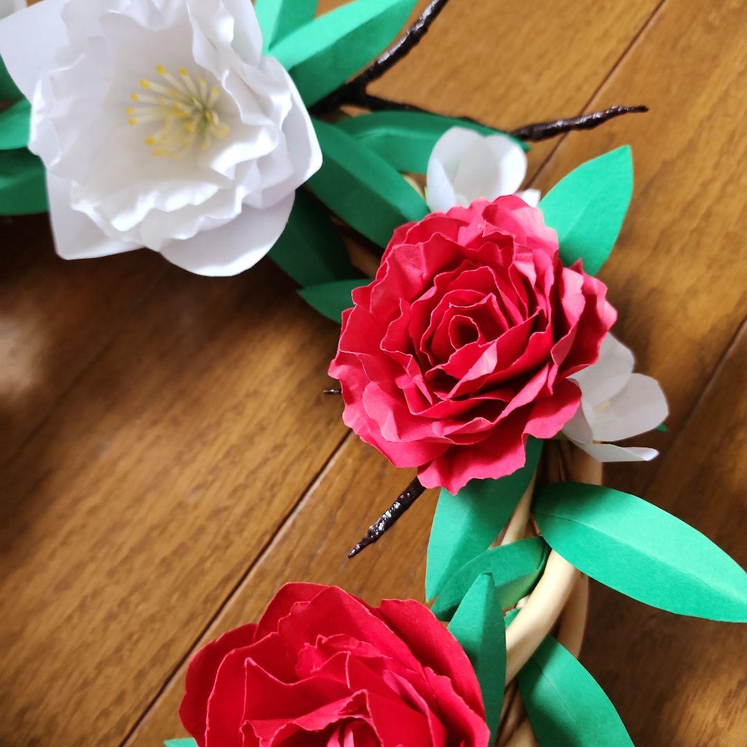 カラフルな紙製柘榴花リース 約25cm