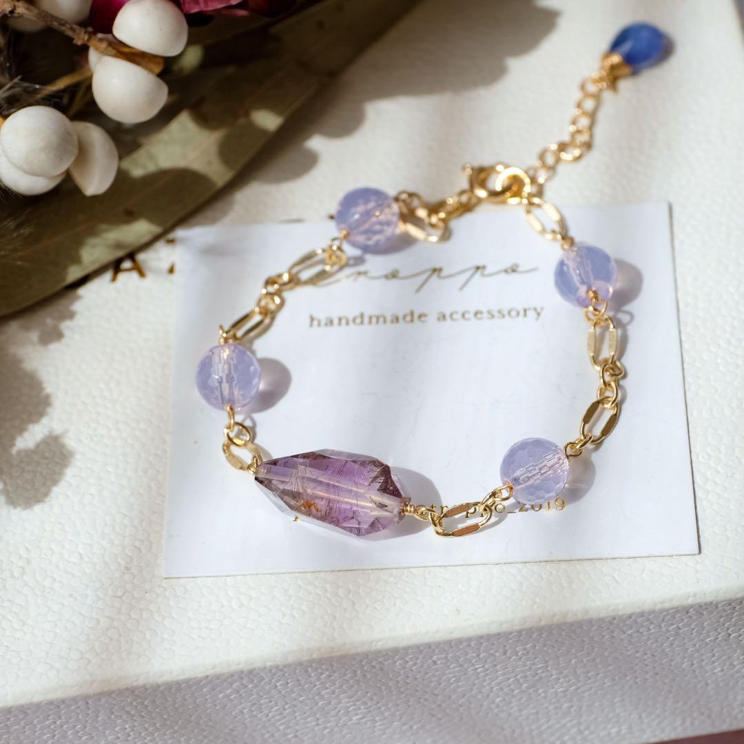 14kgfエレスチャルクォーツ・スコライトブレスレット