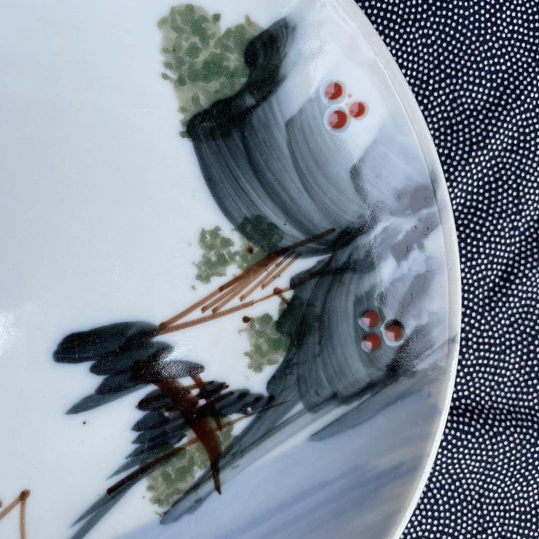 7寸染付絵皿　山水画　骨董品
