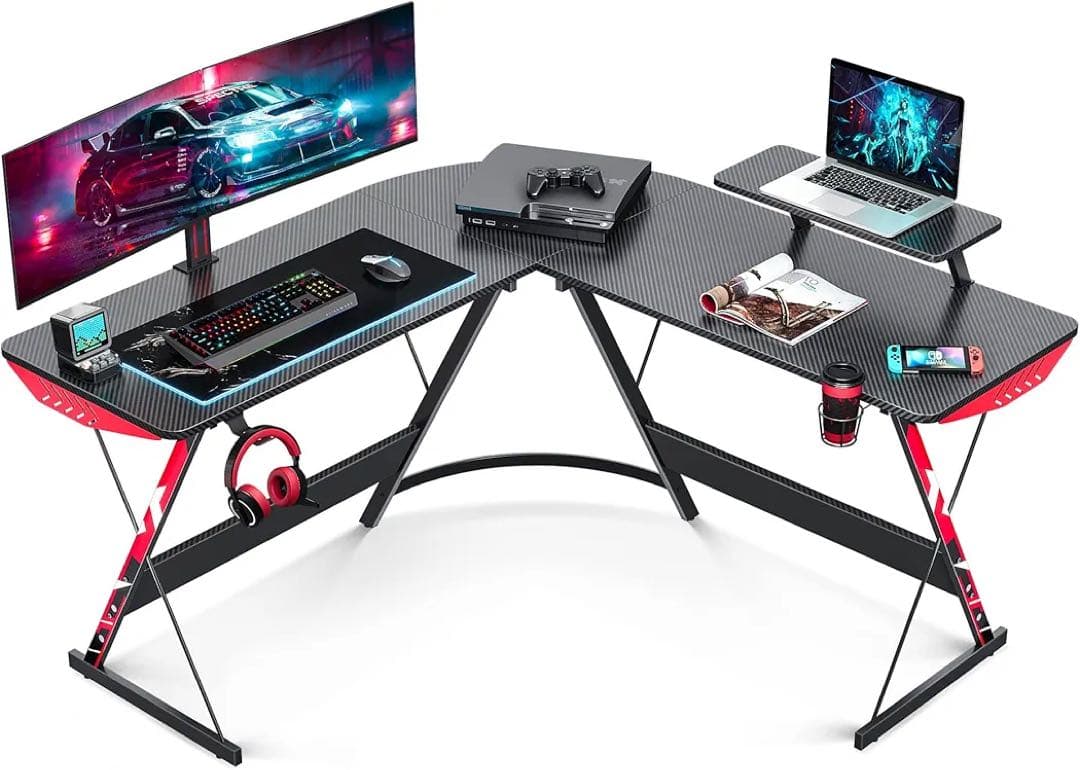 【中古】ゲーミングデスク L字デスク 幅127cm パソコンデスク デスク 机