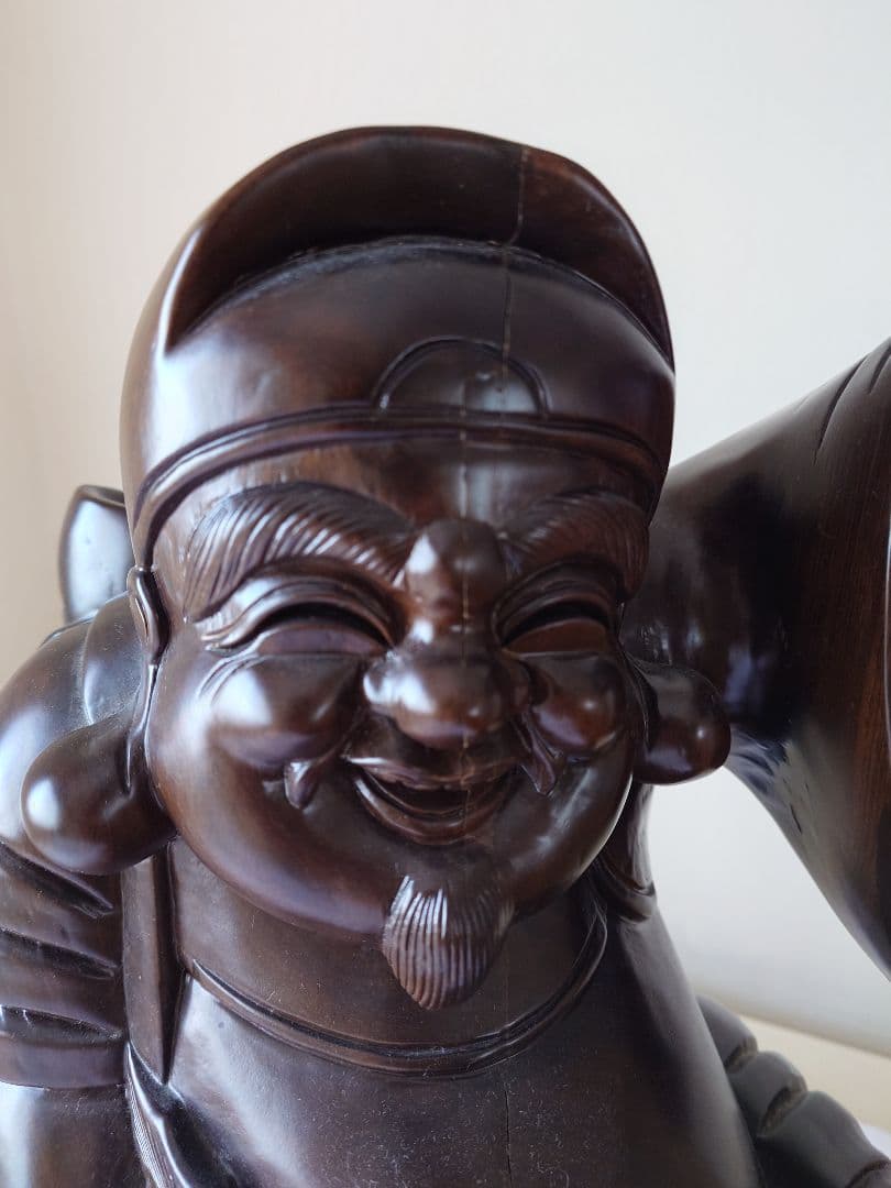 【黒檀 大黒天・恵比寿像 2体セット 高さ約63cm】