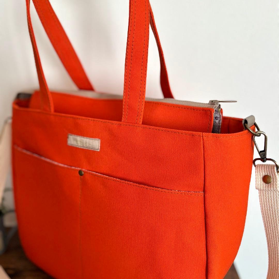 【はるちゃん★☆】ラウンドトートバッグL 倉敷8号帆布　ファスナー開閉