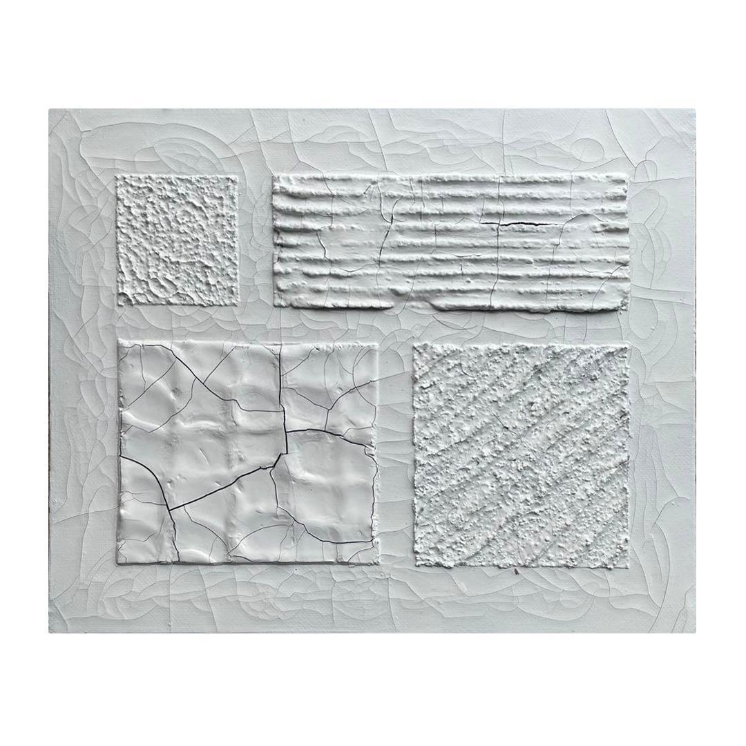 ひび割れと陰影の現代アート｜ テクスチャ―アート　絵画　抽象画　パネル　シンプル