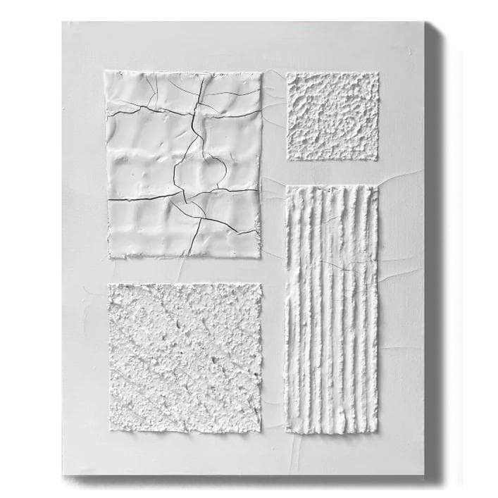 ひび割れと陰影の現代アート｜ テクスチャ―アート　絵画　抽象画　パネル　シンプル