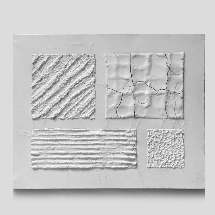 ひび割れと陰影の現代アート｜ テクスチャ―アート　絵画　抽象画　パネル　シンプル