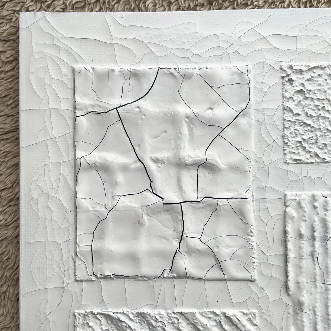 ひび割れと陰影の現代アート｜ テクスチャ―アート　絵画　抽象画　パネル　シンプル