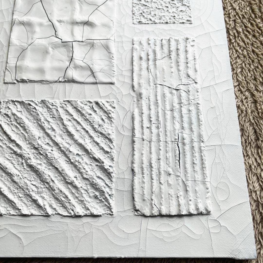 ひび割れと陰影の現代アート｜ テクスチャ―アート　絵画　抽象画　パネル　シンプル