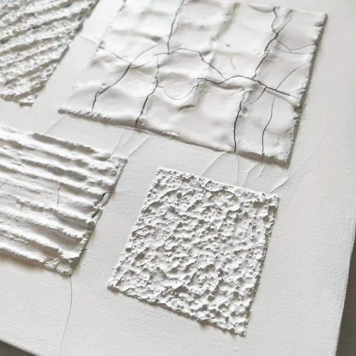 ひび割れと陰影の現代アート｜ テクスチャ―アート　絵画　抽象画　パネル　シンプル