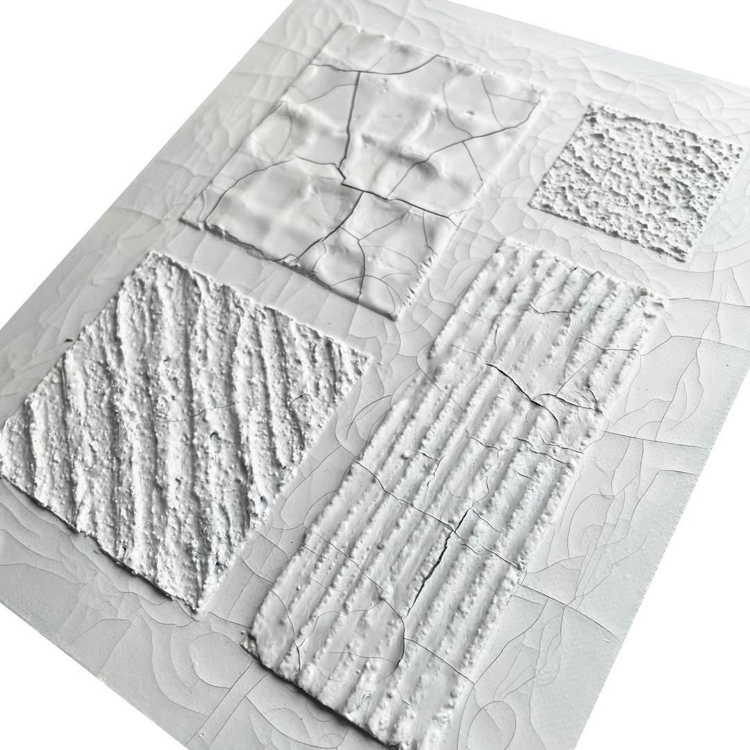 ひび割れと陰影の現代アート｜ テクスチャ―アート　絵画　抽象画　パネル　シンプル