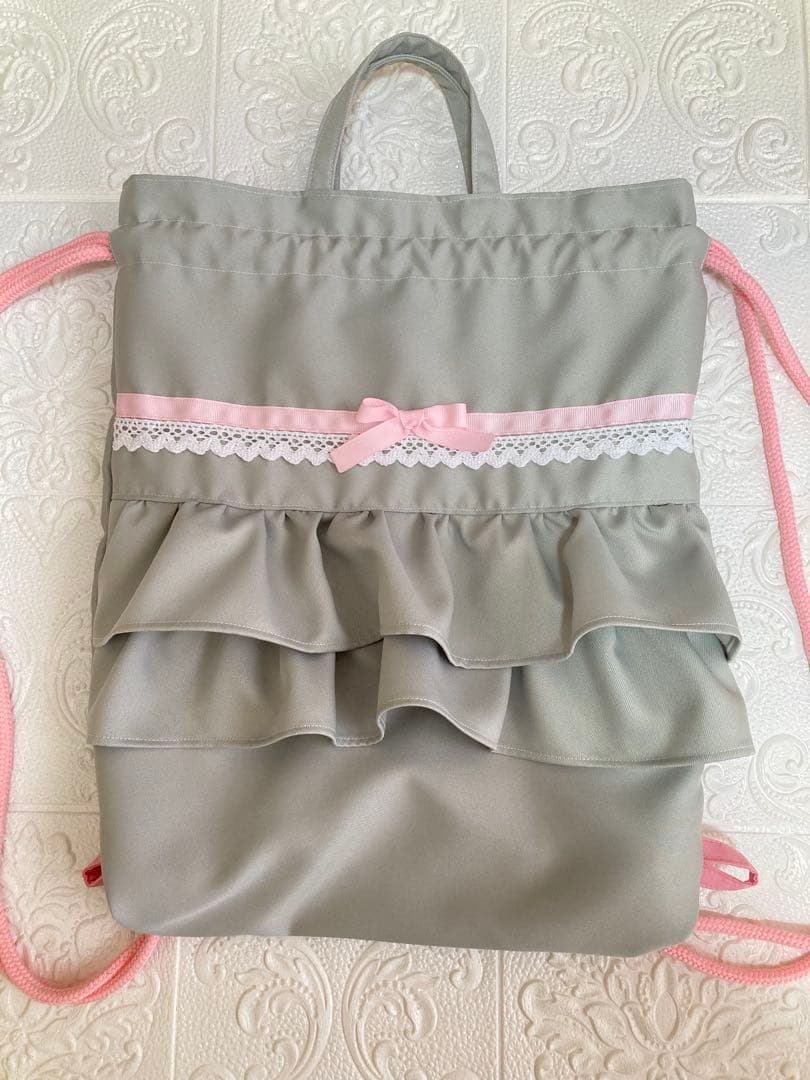 入園入学3点セット　ホワイトグレーのレッスンバッグ　上履き入れ　運動着袋