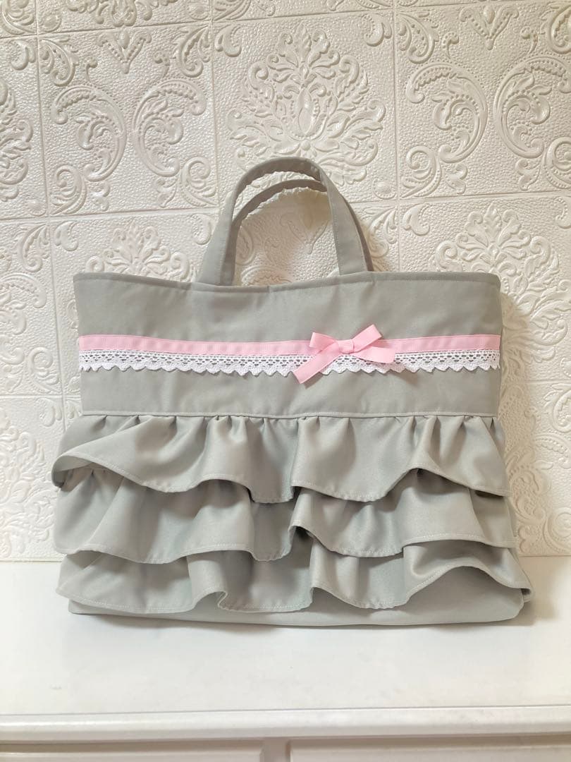 入園入学3点セット　ホワイトグレーのレッスンバッグ　上履き入れ　運動着袋