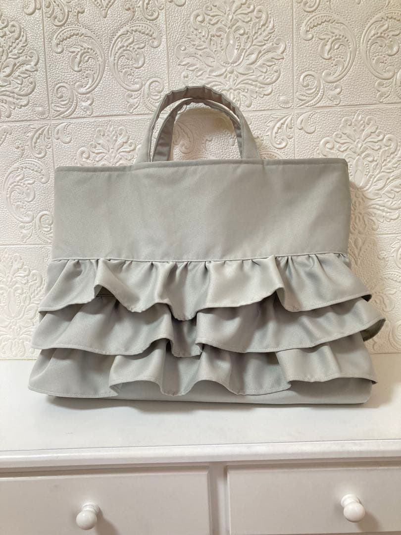 入園入学3点セット　ホワイトグレーのレッスンバッグ　上履き入れ　運動着袋