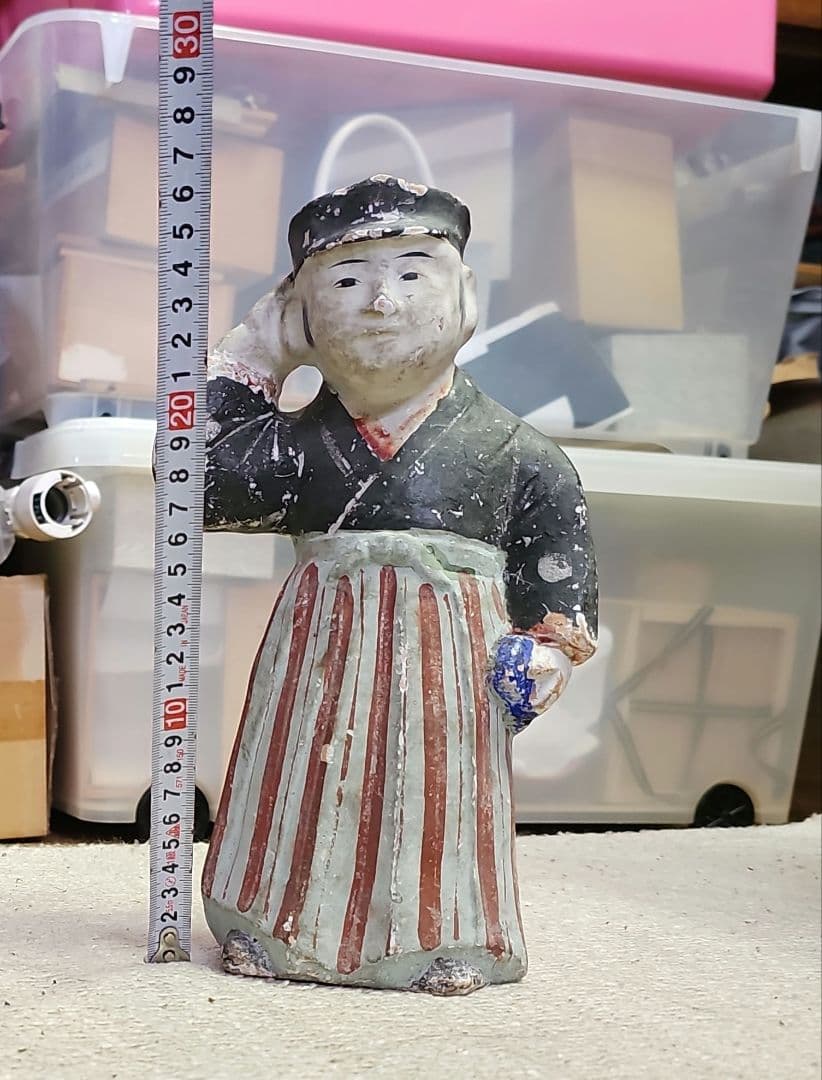 民藝品 明治 照れる男子学生？ 泥人形