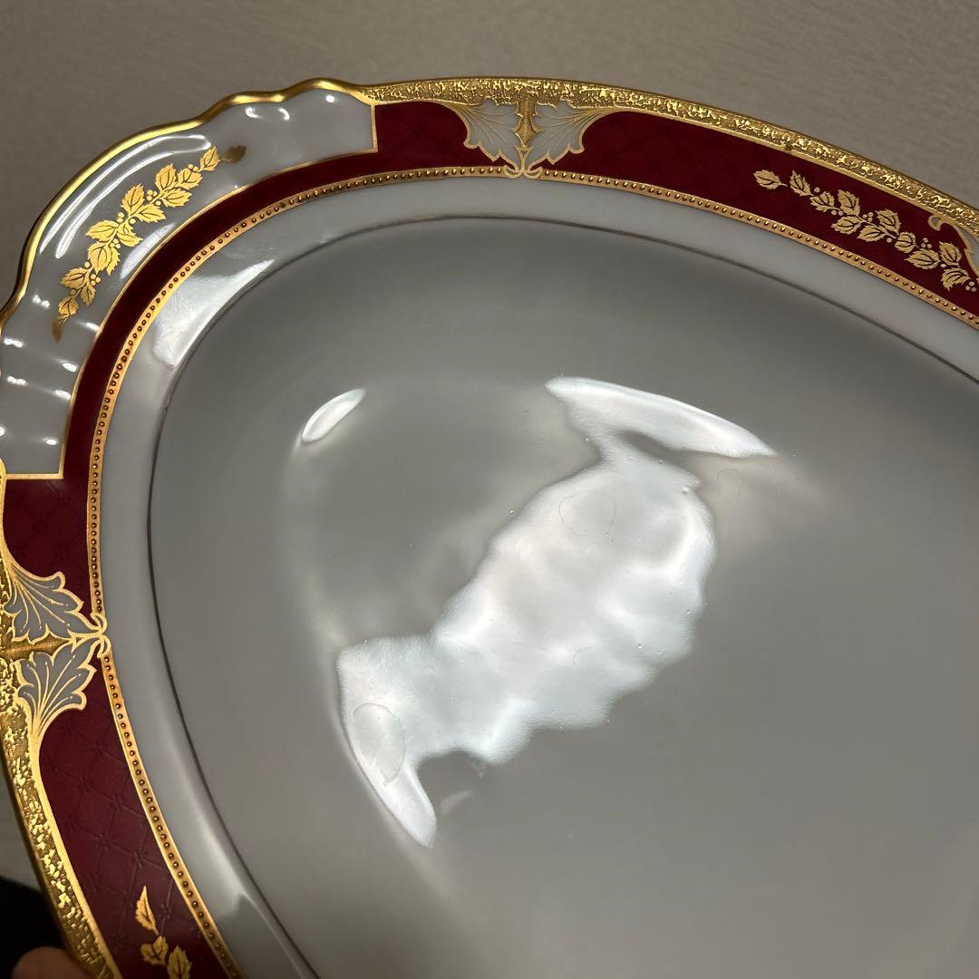 大倉陶園　マロン　金彩金蝕　オーバルプレート　ディナープレート　Mサイズ