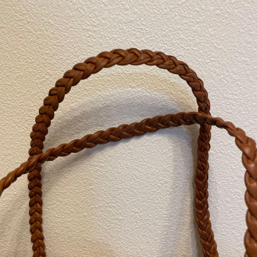 【バリ島購入】本格アタバッグ 横33cm 横長トート レザー持ち手 巾着付き