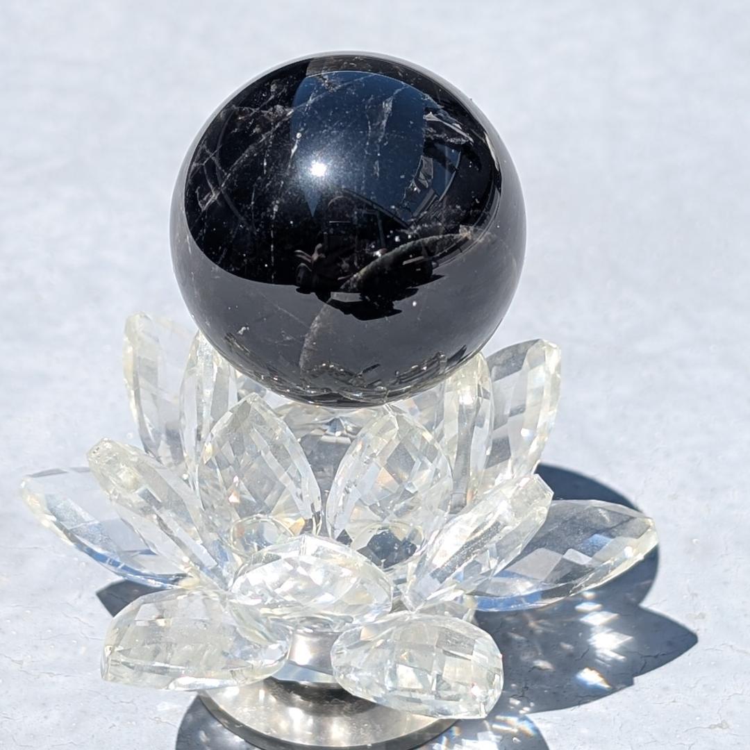 一点物 黒水晶 モリオン スフィア 山東省産 44ミリ 120g 浄化力