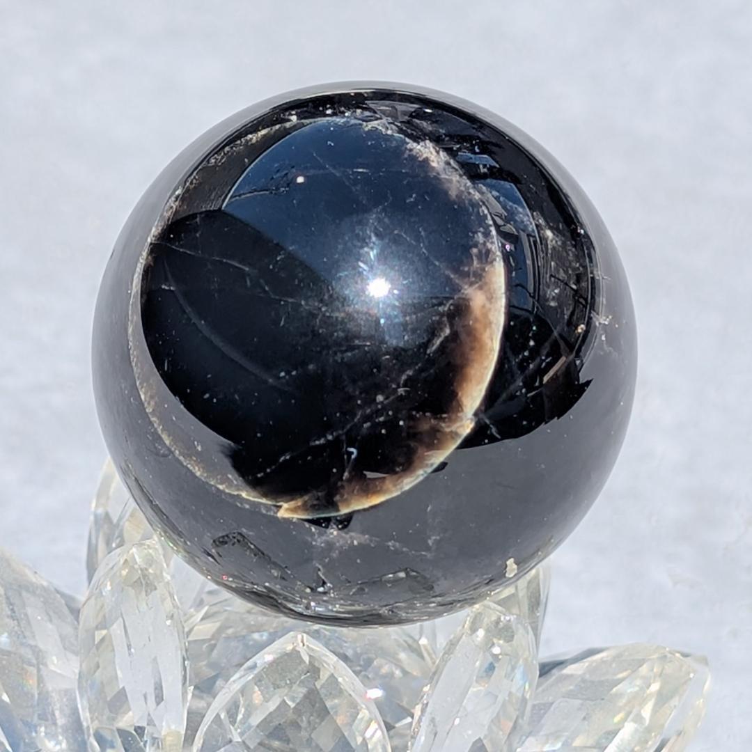 一点物 黒水晶 モリオン スフィア 山東省産 44ミリ 120g 浄化力