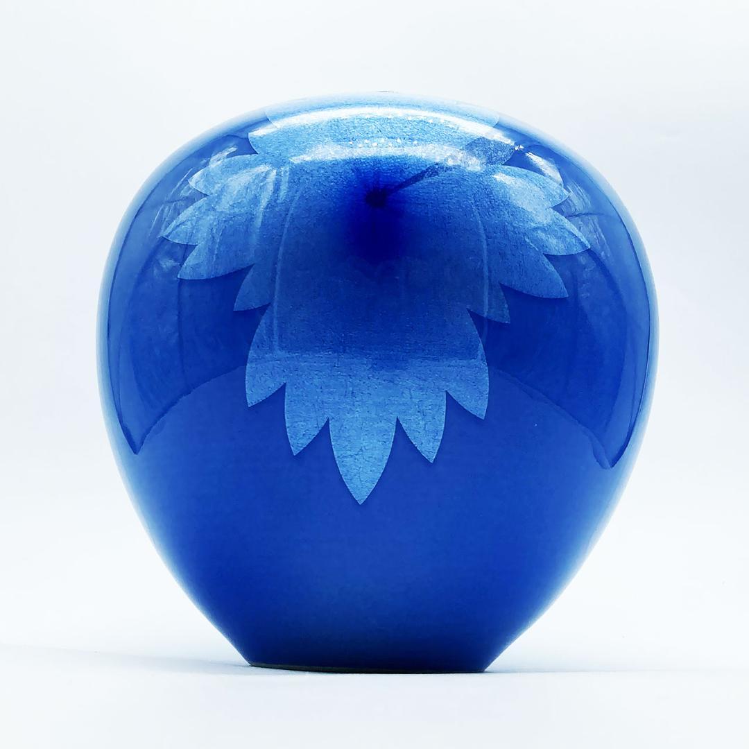 九谷焼 石川県指定無形文化財 中田一於 淡青釉裏銀彩 花文 壷 花瓶 作家