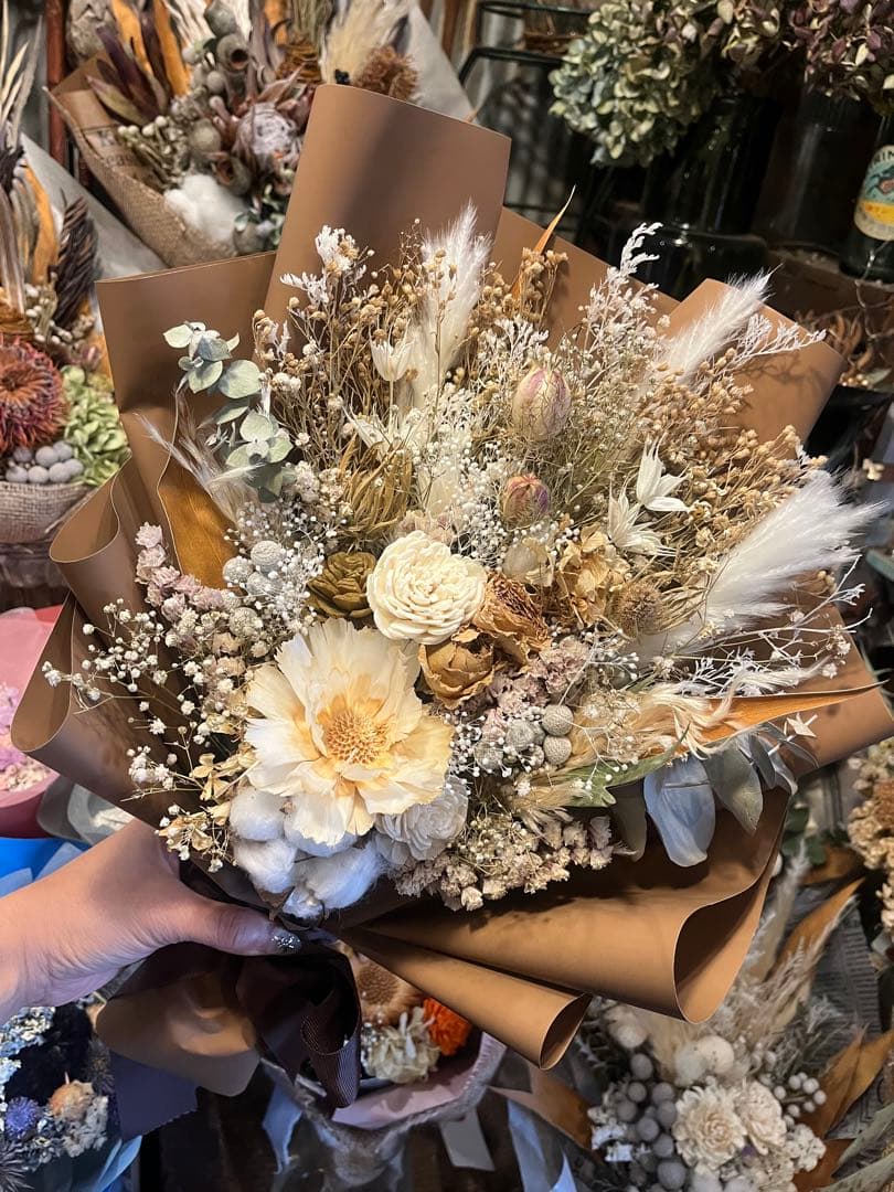 ドライフラワー スワッグ ベージュ系