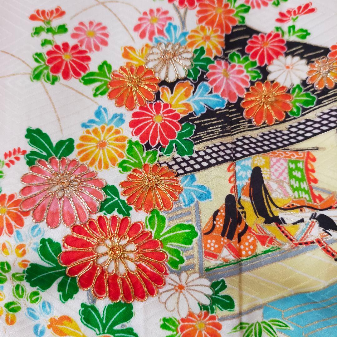 七五三 7歳 女の子 セット 本格比翼付き 金駒刺繍 菊 萩 姫 絞り 0711